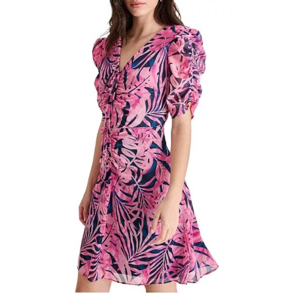 Dkny Dresses & Skirts - DKNY Womens Size 12 Short-Sleeve Ruched V-Neck Chiffon Dress NEW
